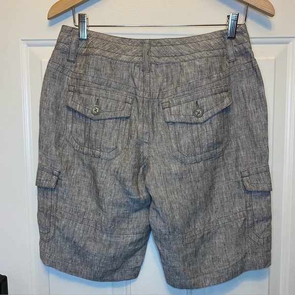 CAbi 100% Linen Bermuda Shorts Sz 4 Brown Like New - Picture 2 of 11